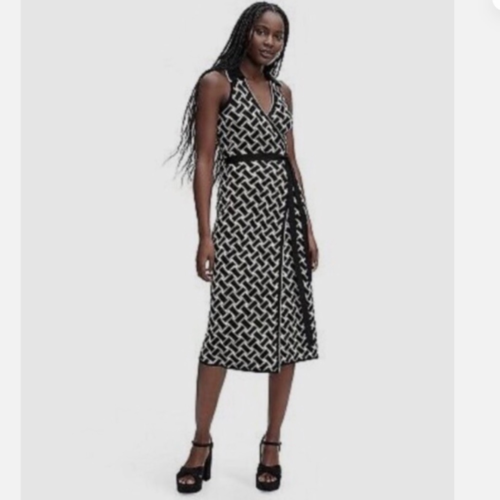 DVF Diane Von Furstenberg x Target Vintage Weave Neutral Knit Midi Wrap Dress XS